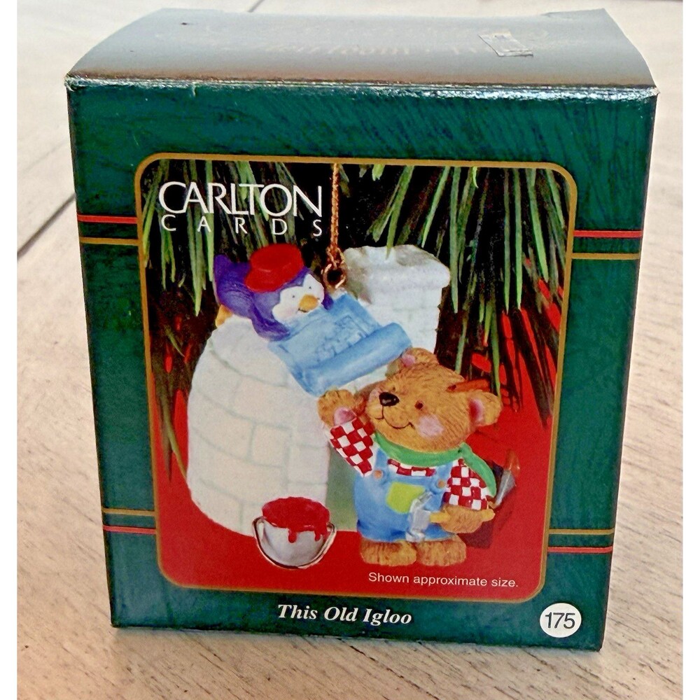2001 Carlton This Old Igloo Christmas Ornament Heirloom Bear & Penguin 175